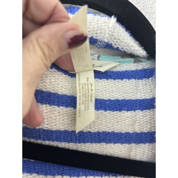 Matilda Jane Cardigan Womens Blue White Stripe Knit Open Front Sweater Lace Sz S - Picture 6 of 13